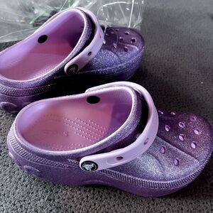 CROCS Sparkly Iridecent Pink/ Purple  Clogs.